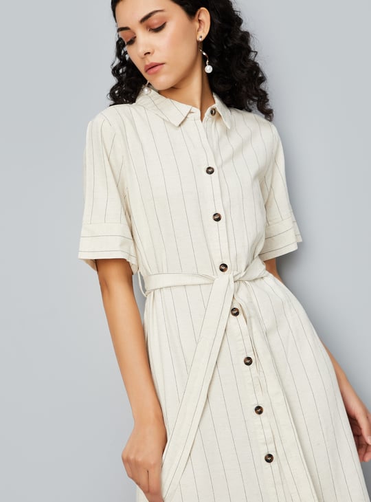 Women Striped Shirt Dress