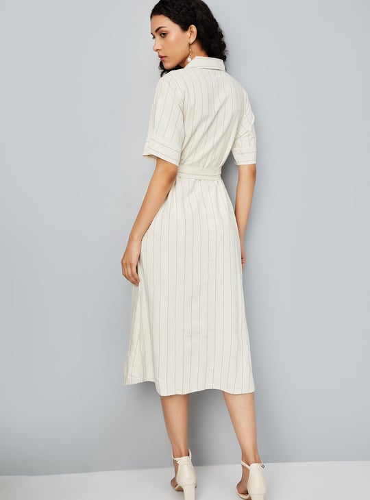 Women Striped Shirt Dress
