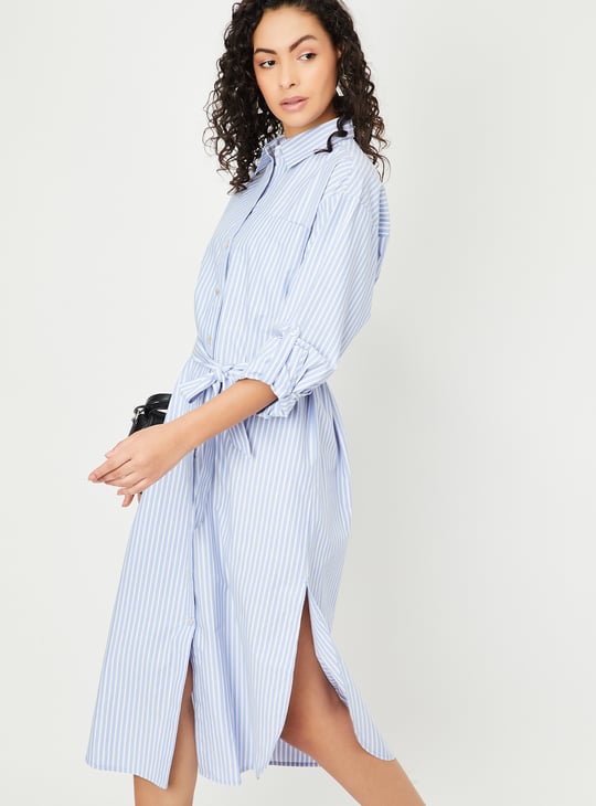 Women Striped Shirt Dress
