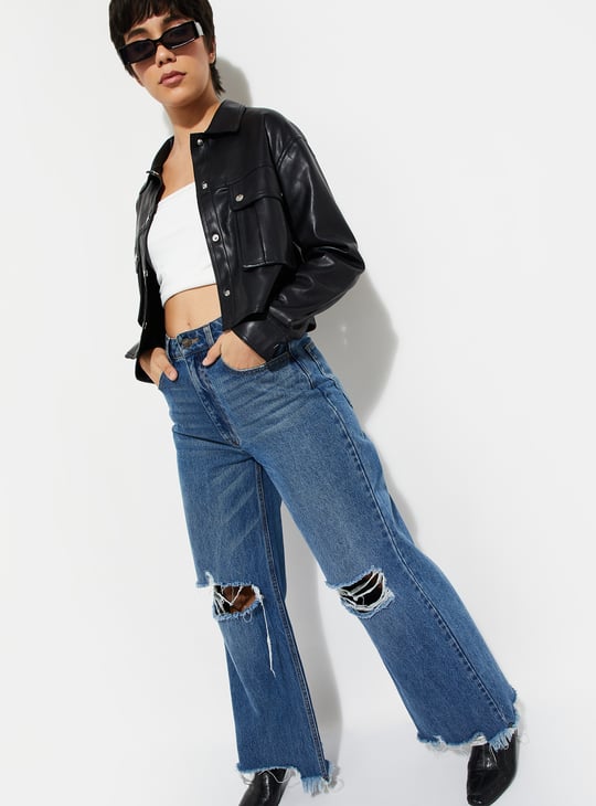 URB_N Women Faux Leather Crop Biker Jacket