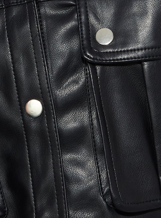 URB_N Women Faux Leather Crop Biker Jacket