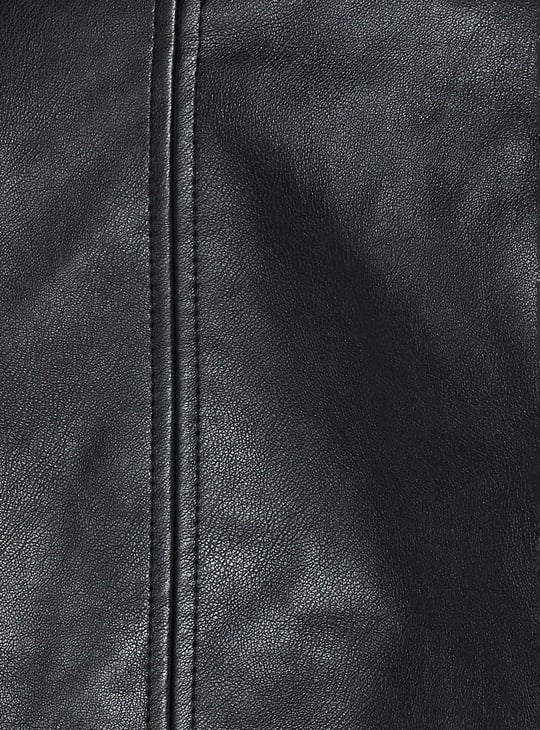 URB_N Women Faux Leather Crop Bomber Jacket