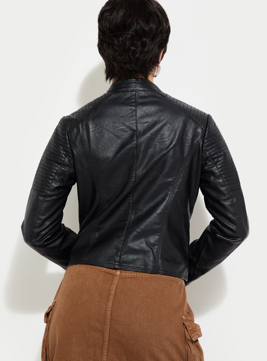 URB_N Women Ribbed Biker Jacket
