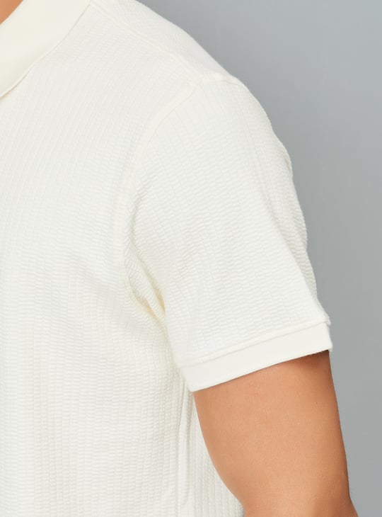 Men Knit Zip Polo T-shirt