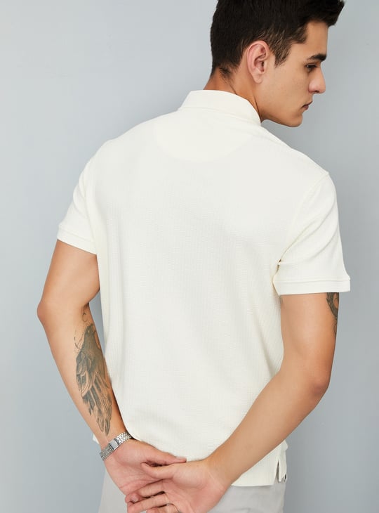 Men Knit Zip Polo T-shirt