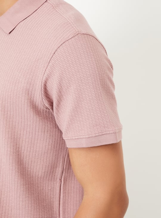 Men Knit Zip Polo T-shirt