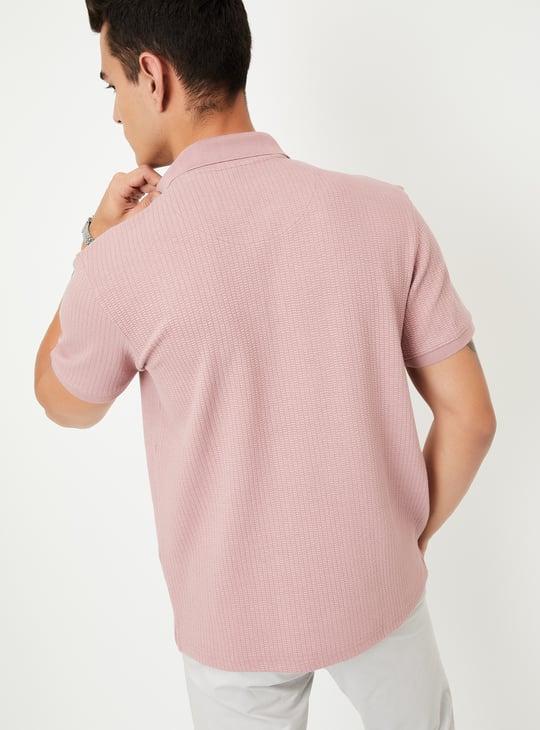 Men Knit Zip Polo T-shirt