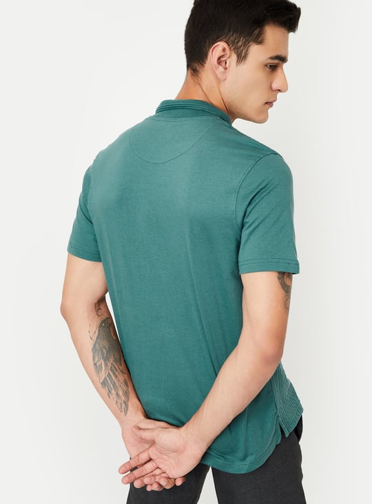 Buy Men Knit Zip Polo T-shirt Online at just Rs. 799.0
