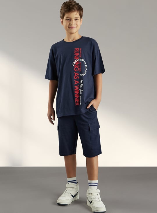 Boys Typographic Printed Shorts Set