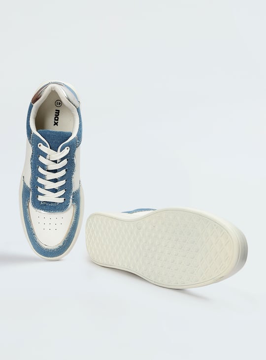 Women Colourblocked Denim Infused Lace-up Sneakers