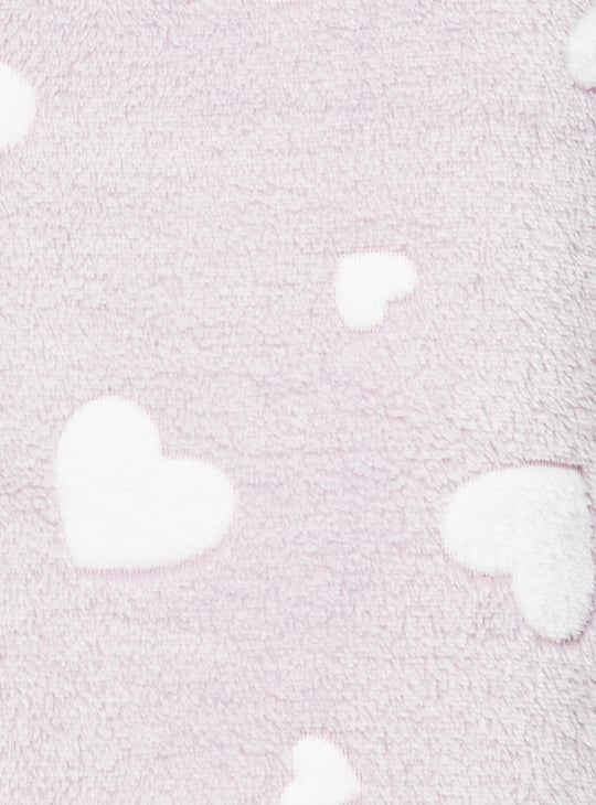 Women Heart Patterned Fleece Pyjama Set