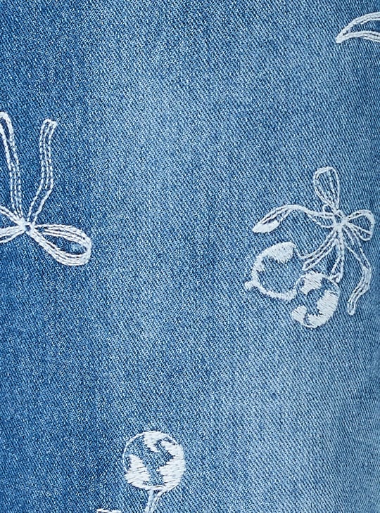 Women Embroidered Wide Leg Jeans