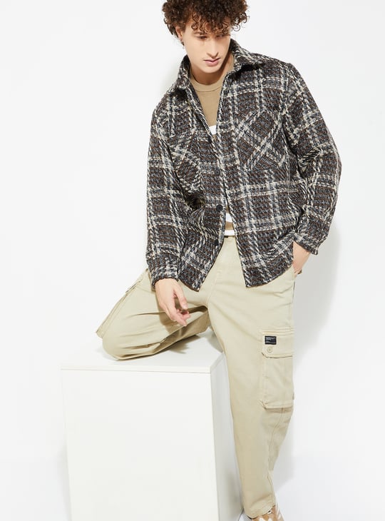 URB_N Men Checked Oversized Overshirt