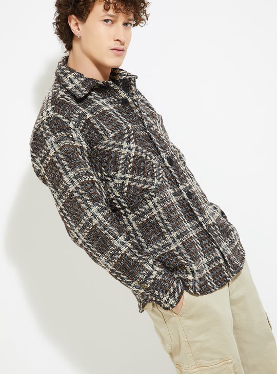 URB_N Men Checked Oversized Overshirt