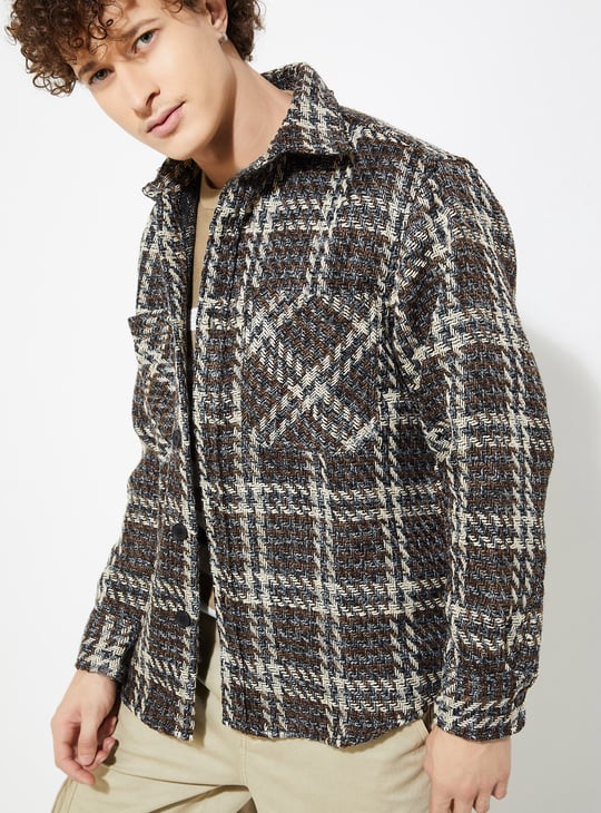 URB_N Men Checked Oversized Overshirt