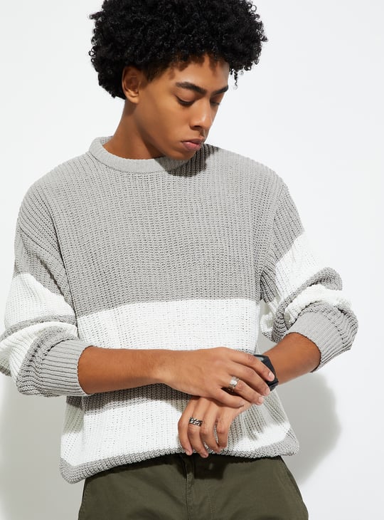 URB_N Men Oversized Striped Sweater Striped