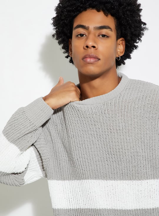 URB_N Men Oversized Striped Sweater