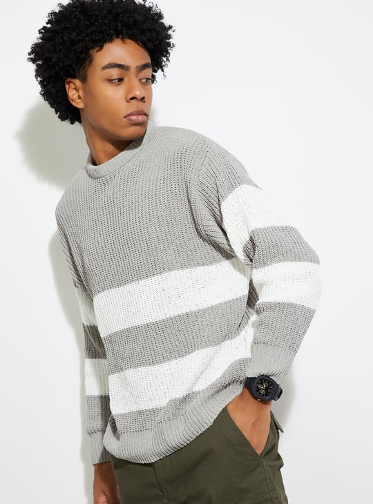 URB_N Men Oversized Striped Sweater