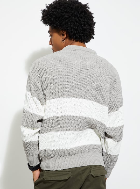 URB_N Men Oversized Striped Sweater