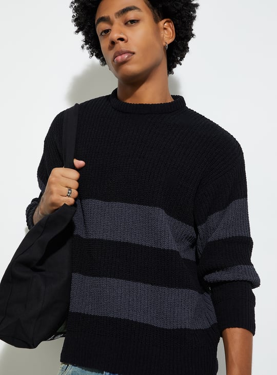 URB_N Men Oversized Striped Sweater