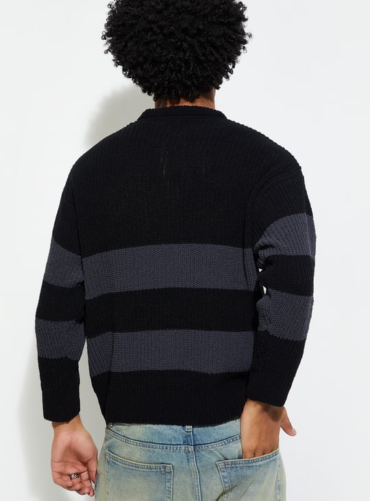 URB_N Men Oversized Striped Sweater
