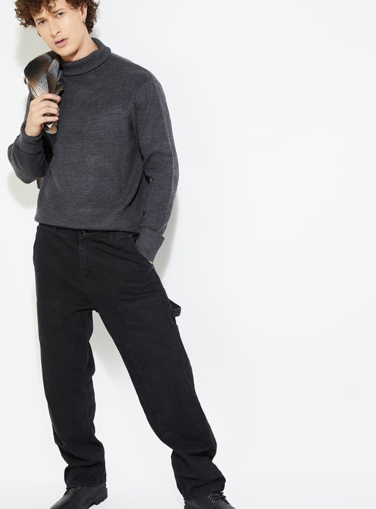 URB_N Men Ribbed Roll Neck Sweater