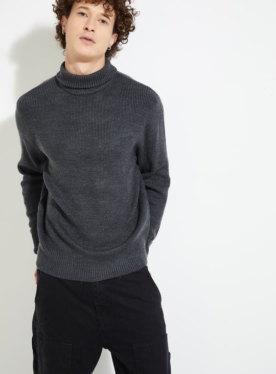 URB_N Men Ribbed Roll Neck Sweater