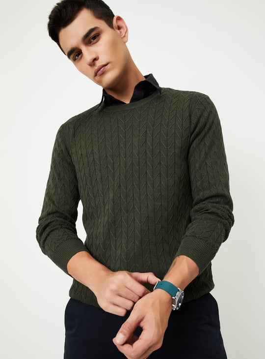 Men Chevron Knit Sweater