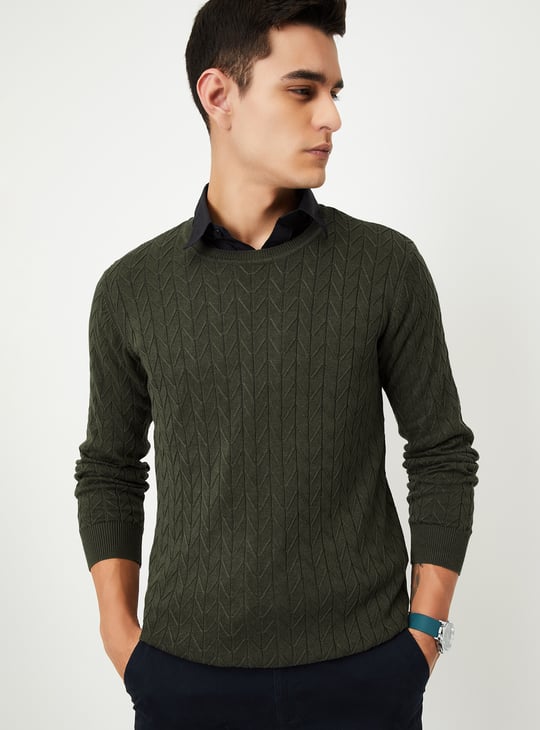Men Chevron Knit Sweater