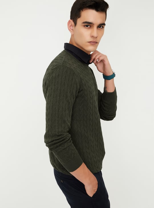 Men Chevron Knit Sweater