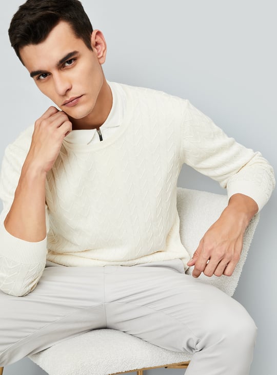 Men Chevron Knit Sweater