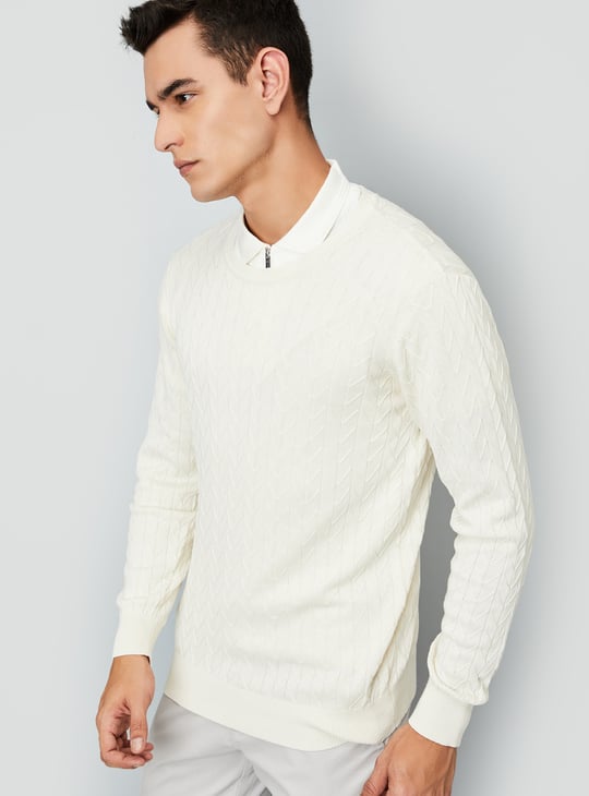 Men Chevron Knit Sweater