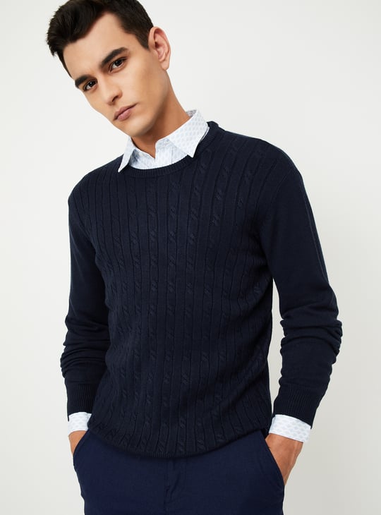 Men Braided Knit Sweater