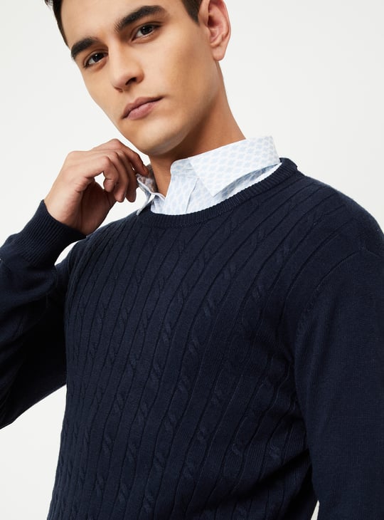 Men Braided Knit Sweater