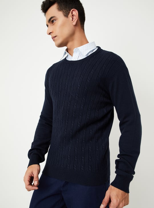 Men Braided Knit Sweater