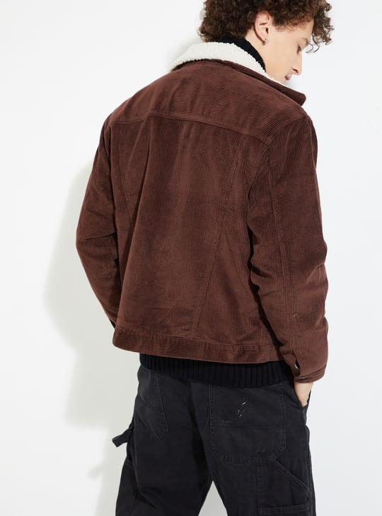 URB_N Men Corduroy Jacket with Sherpa Collar