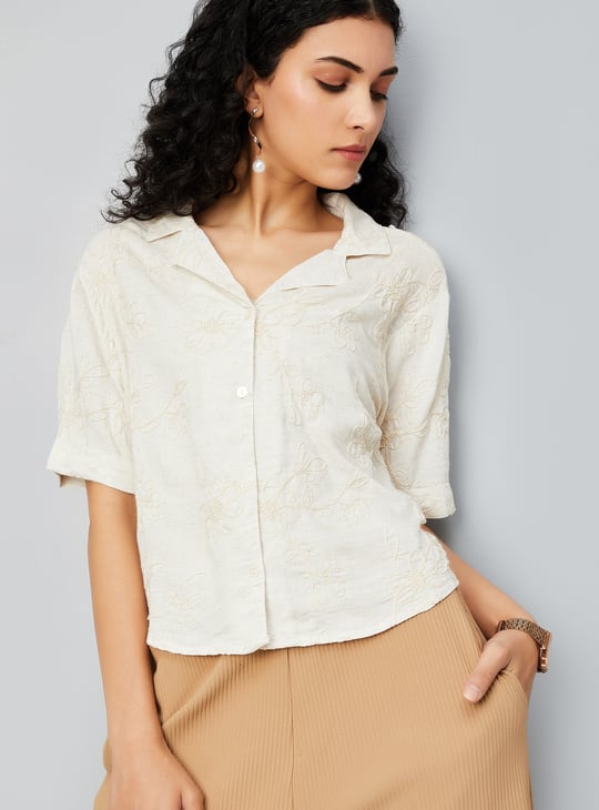 Women Oversized Embroidered Top