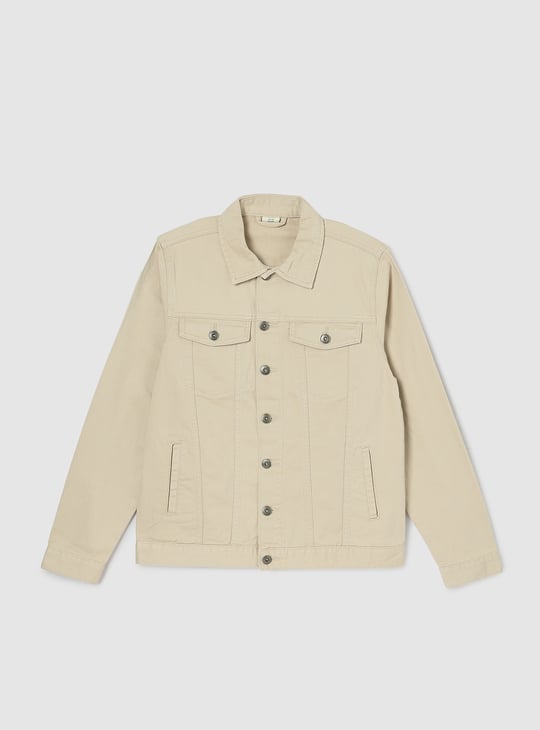 Boys Solid Denim Jacket