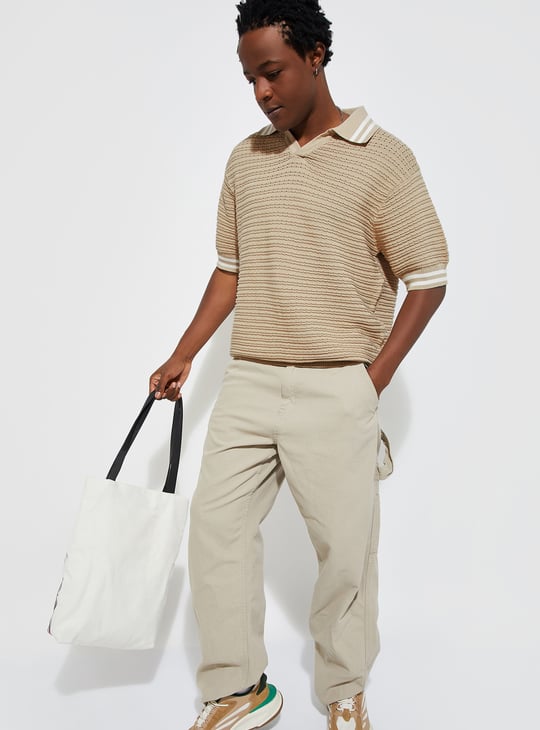 URB_N Men Oversized Knit Polo T-shirt