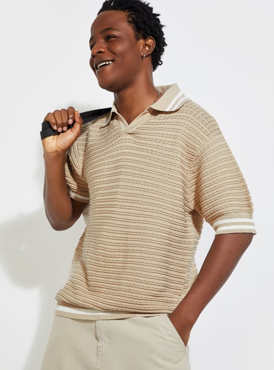 URB_N Men Oversized Knit Polo T-shirt | Polo T-shirts