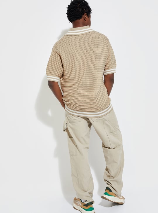URB_N Men Oversized Knit Polo T-shirt