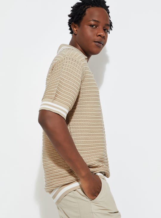 URB_N Men Oversized Knit Polo T-shirt | Polo T-shirts