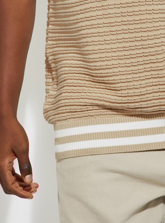 URB_N Men Oversized Knit Polo T-shirt