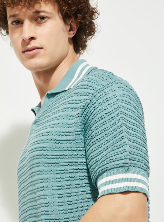 URB_N Men Oversized Knit Polo T-shirt