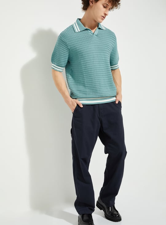 URB_N Men Oversized Knit Polo T-shirt