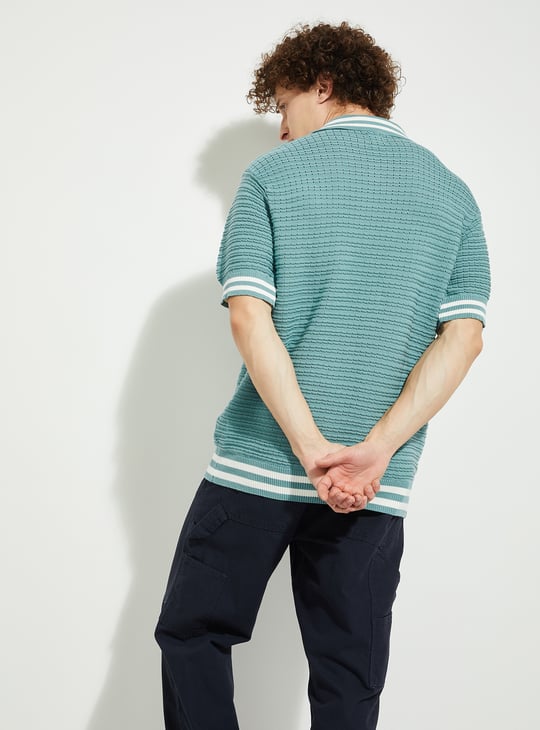 URB_N Men Oversized Knit Polo T-shirt