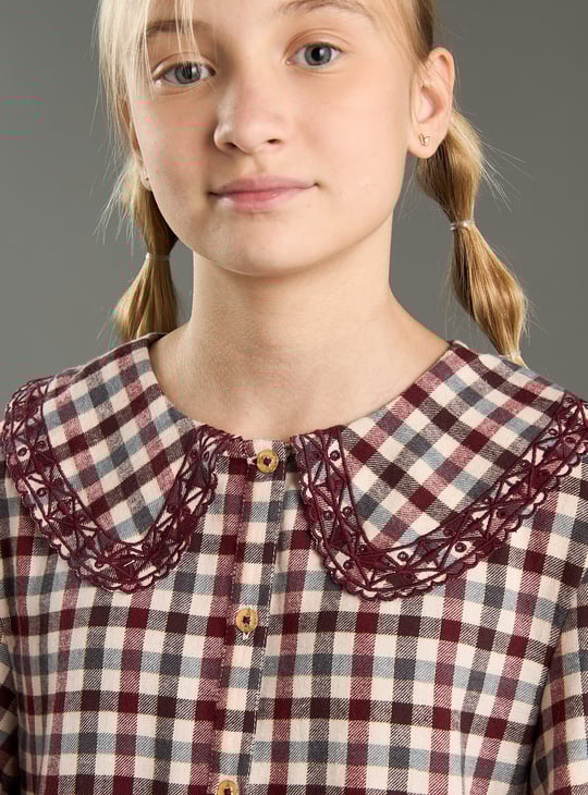 Girls Gingham Checked A-line Dress