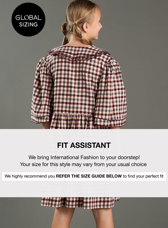 Girls Gingham Checked A-line Dress