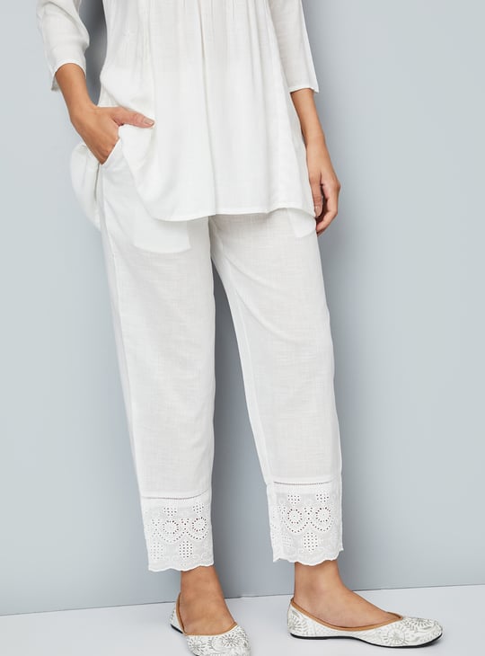 Women Schiffli Straight Pants