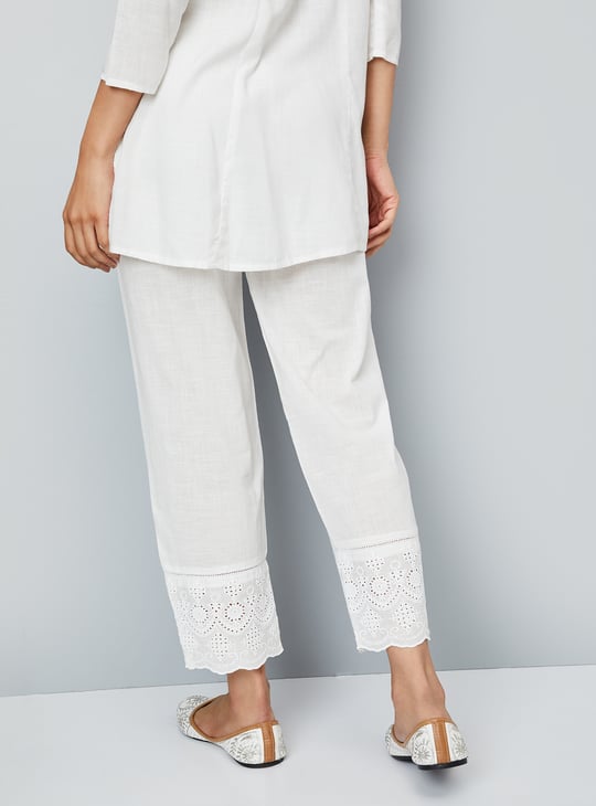 Women Schiffli Straight Pants